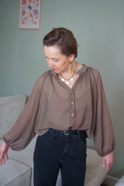 Blouse transparente marron