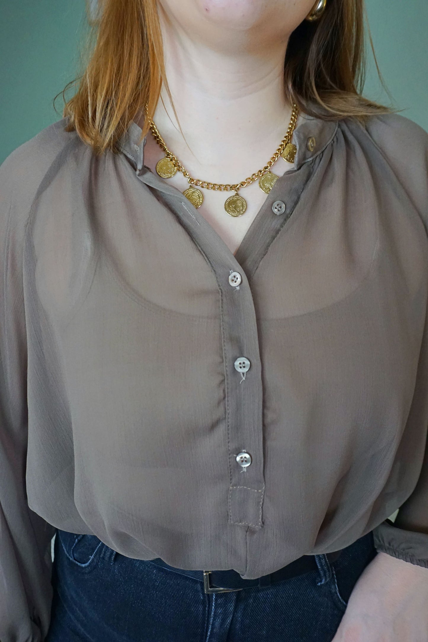 Blouse transparente marron