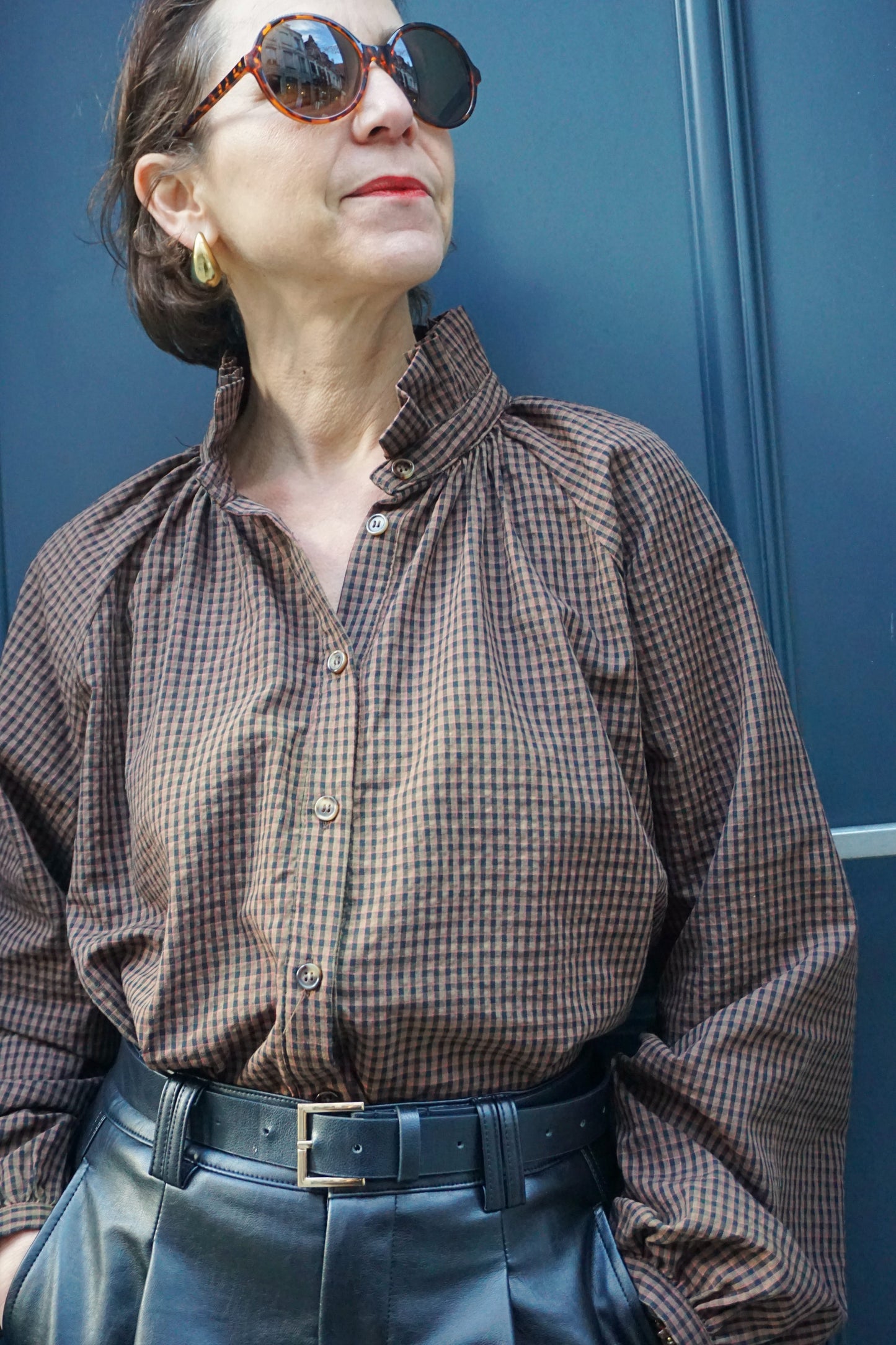 Blouse vichy marron