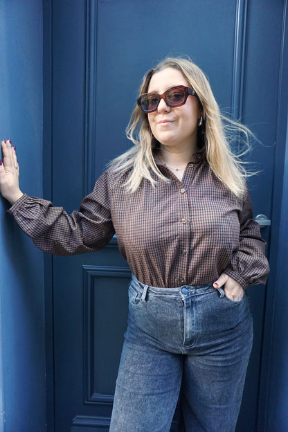 Blouse vichy marron