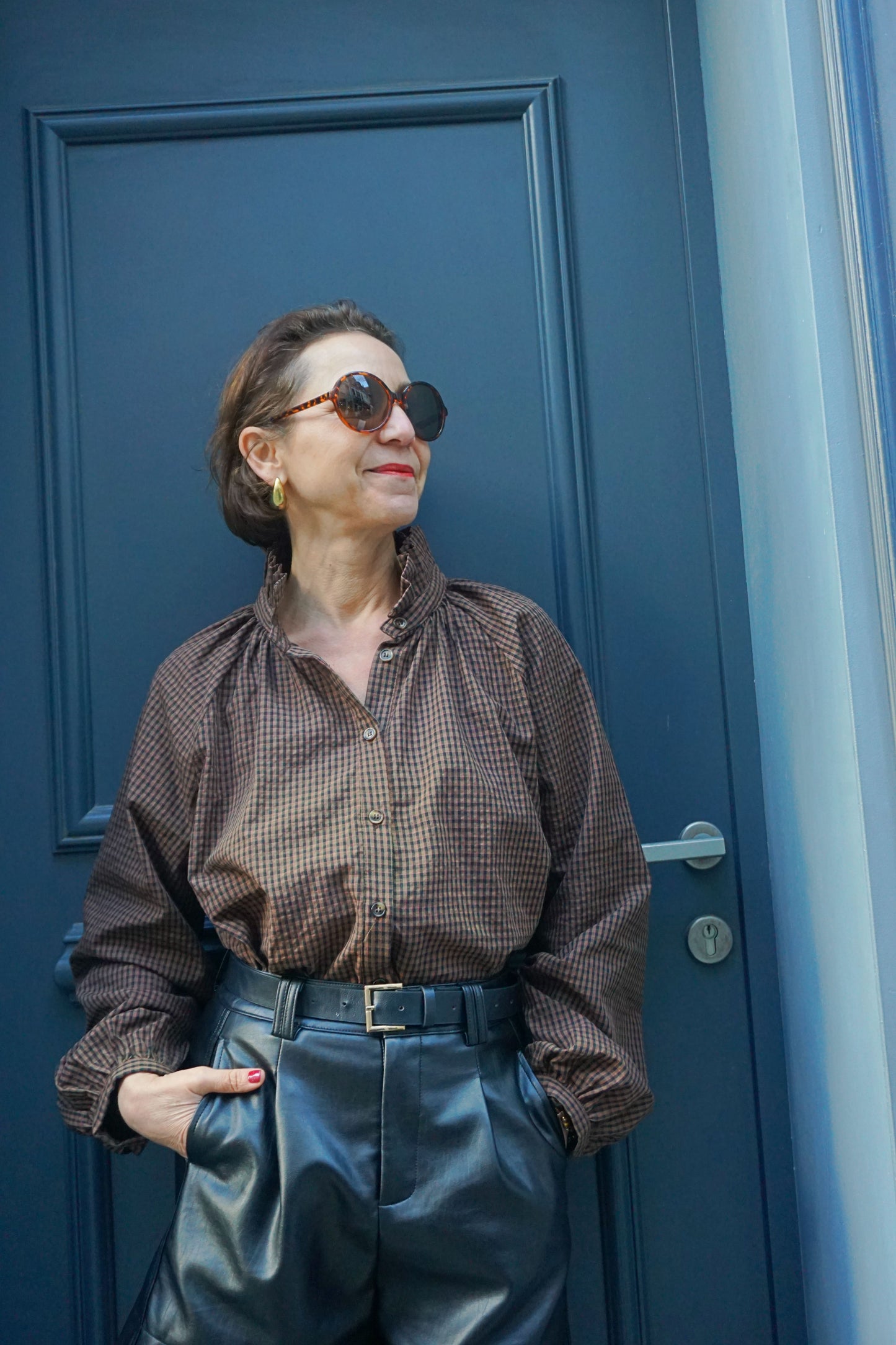 Blouse vichy marron