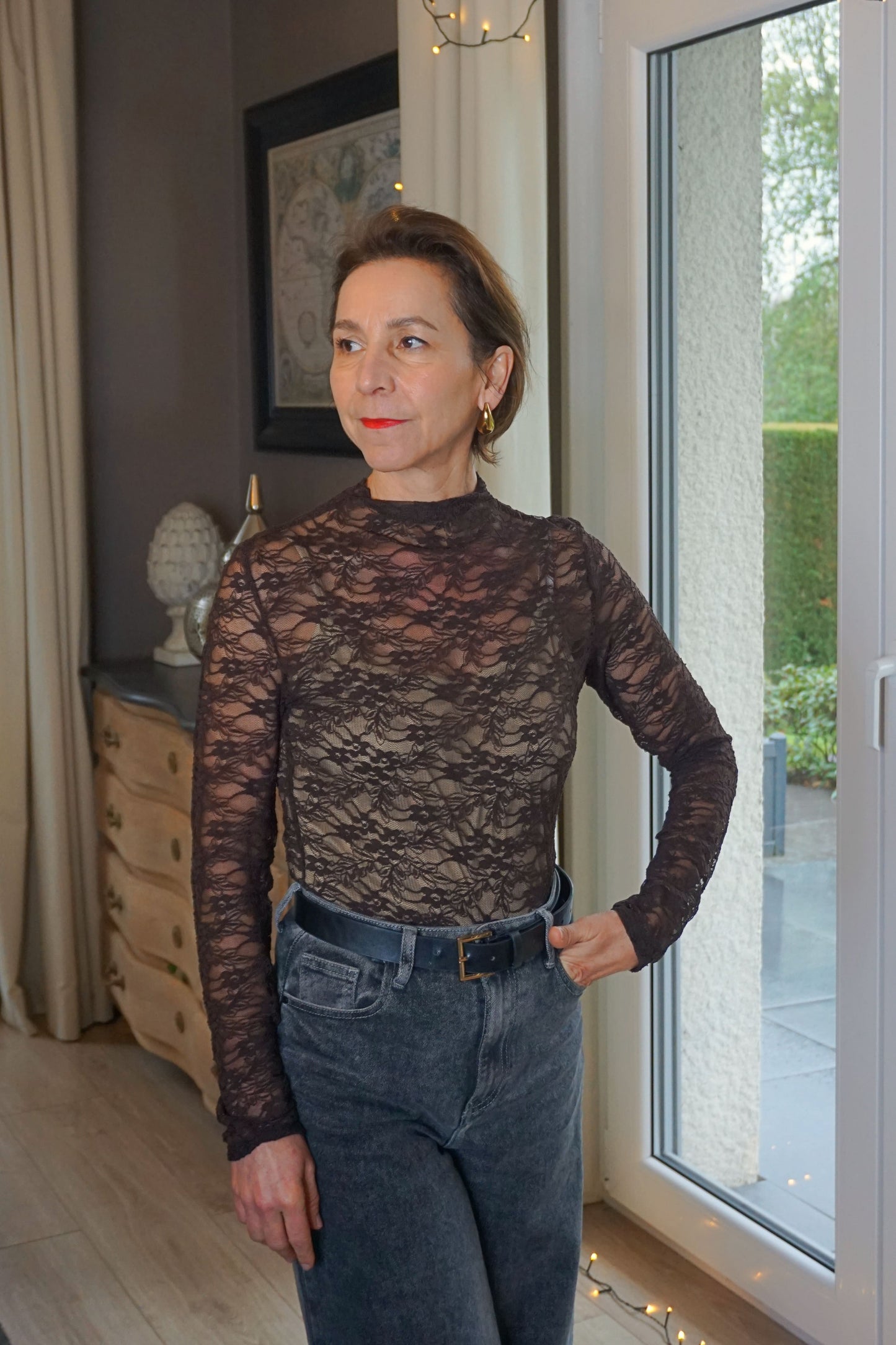 Body en dentelle marron