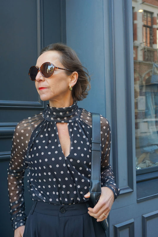 Body voilage noir à pois