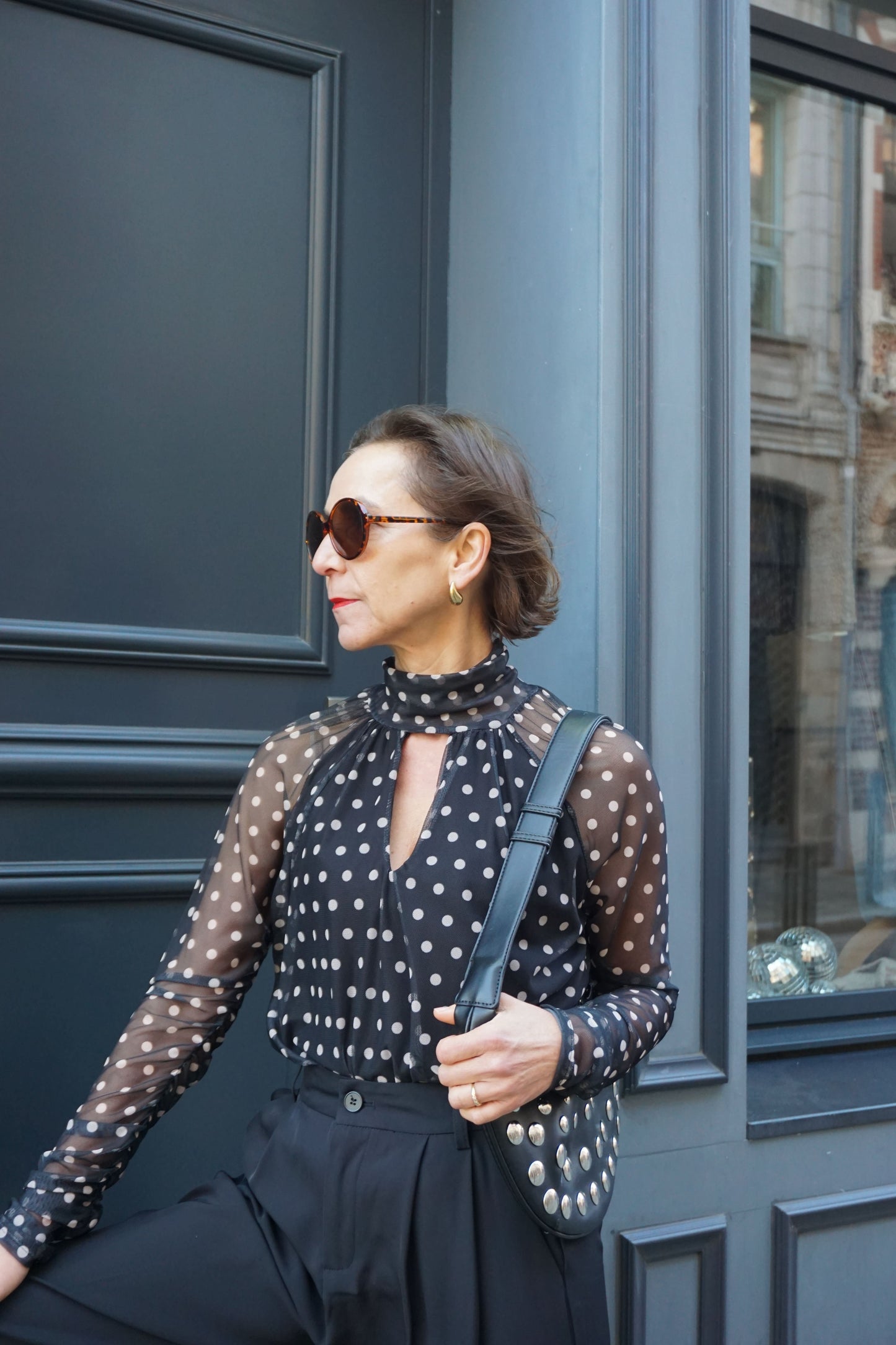 Body voilage noir à pois