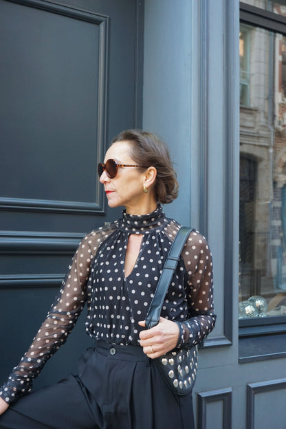 Body voilage noir à pois