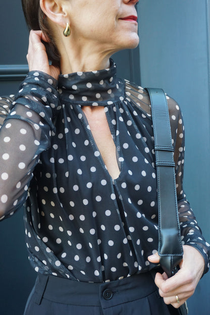 Body voilage noir à pois