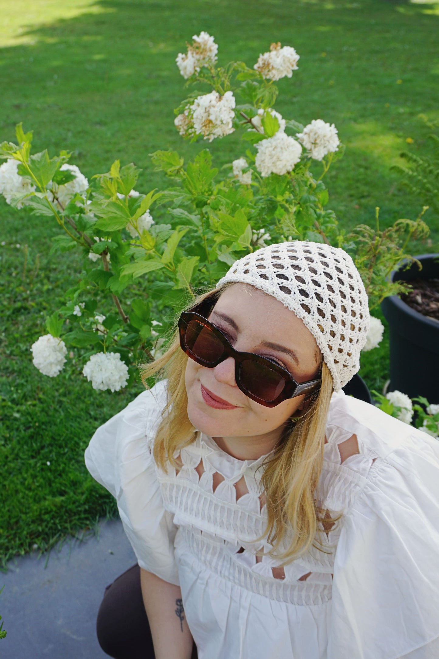 Bonnet crochet crème