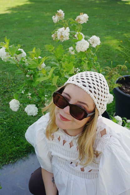 Bonnet crochet crème