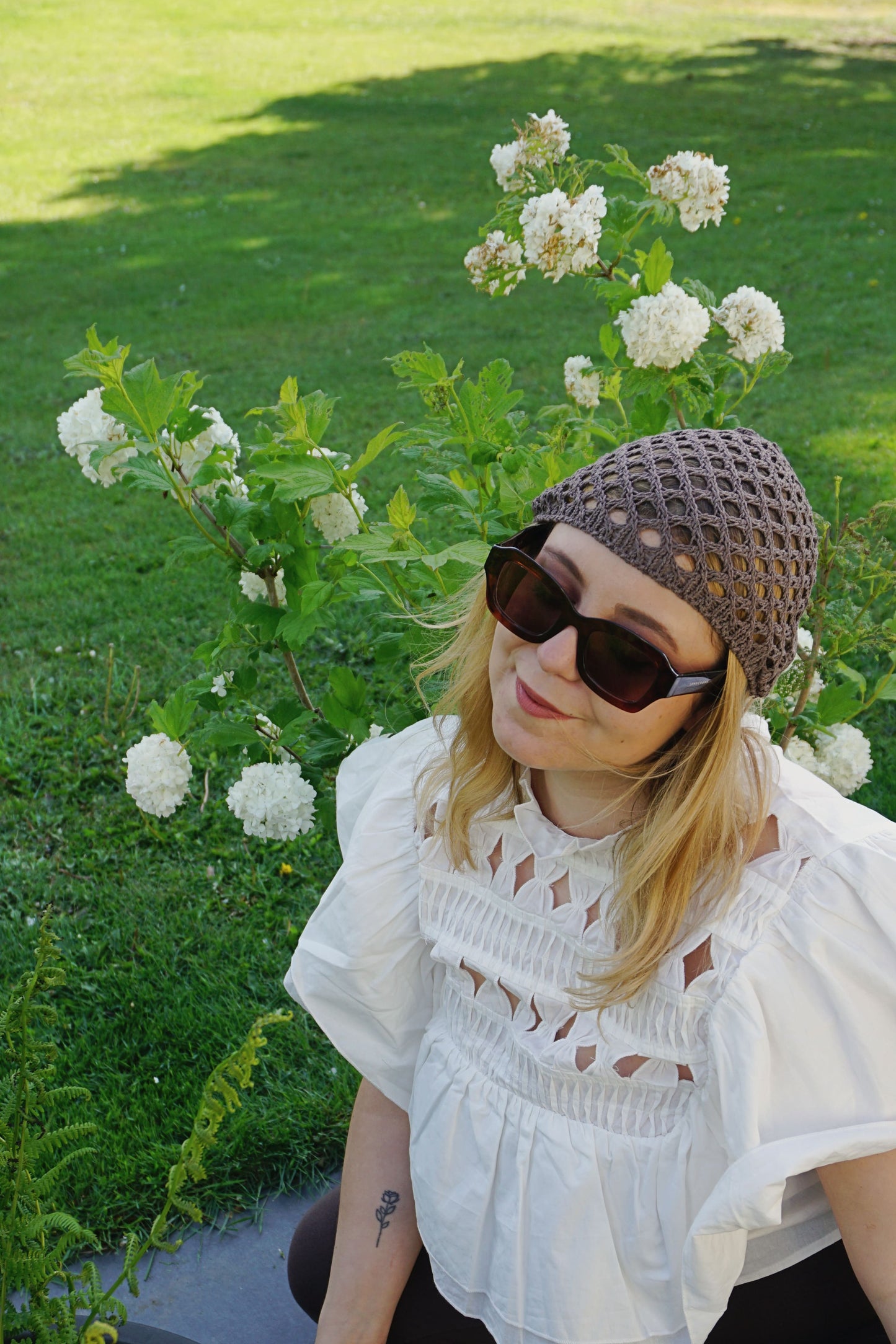 Bonnet crochet marron