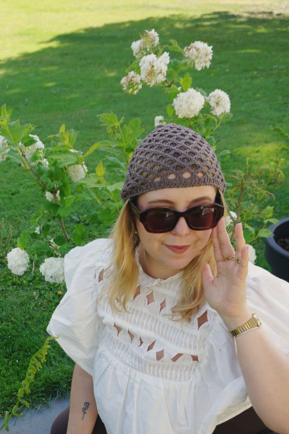 Bonnet crochet marron