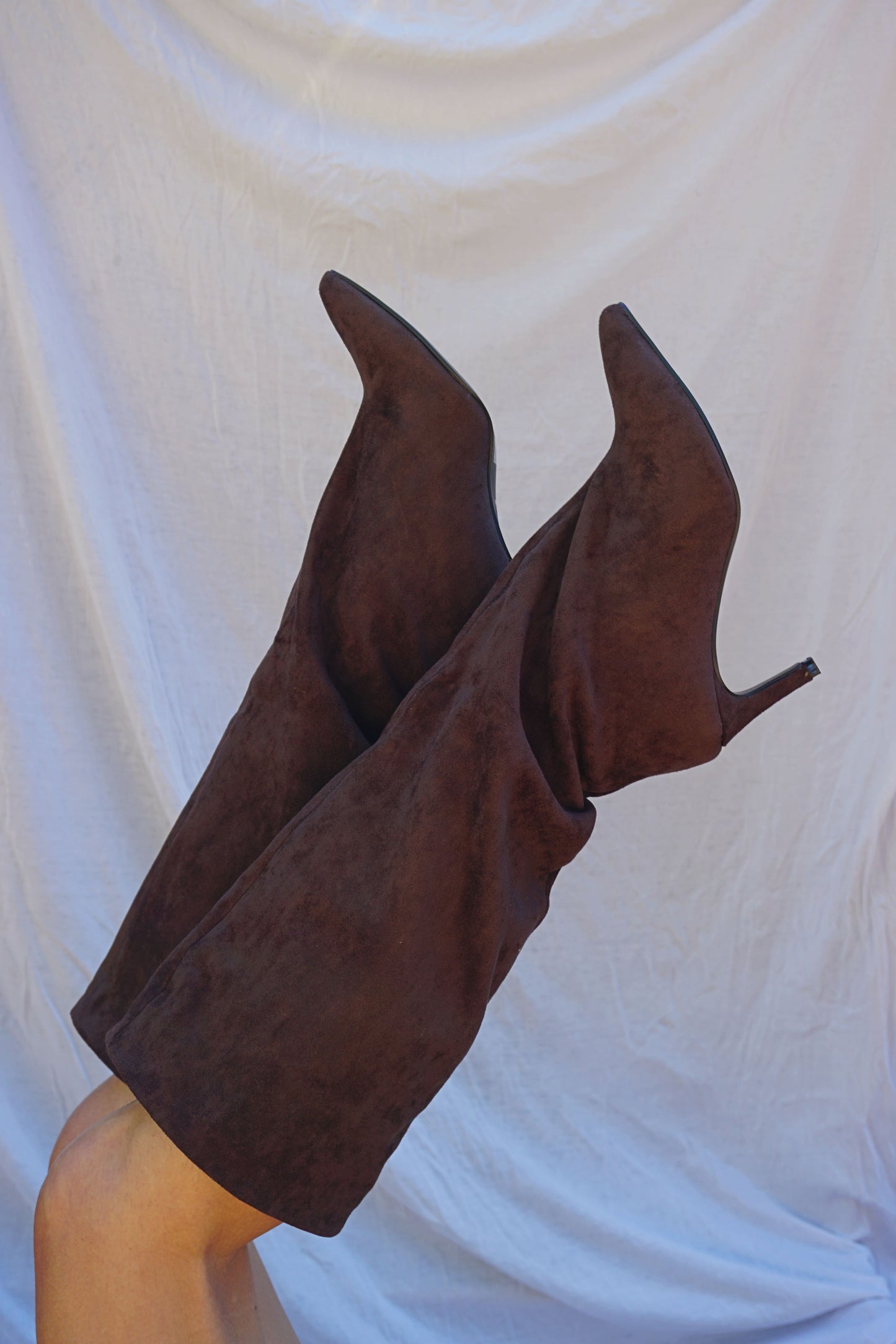 Bottes loose simili daim marron chocolat