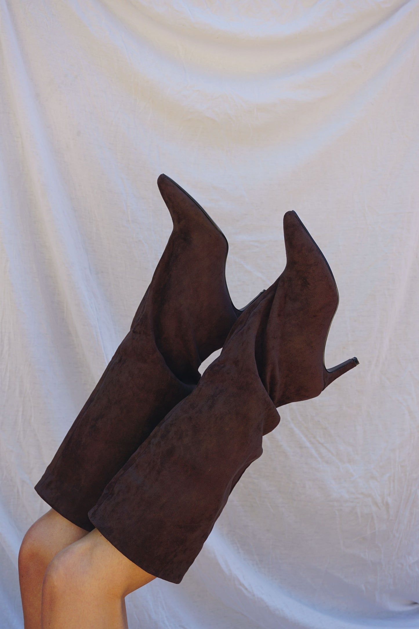 Bottes loose simili daim marron chocolat