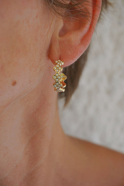 Boucles d'oreilles dorées créoles trèfles