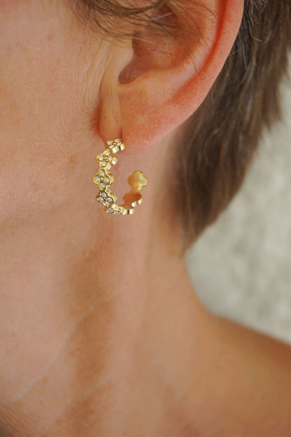Boucles d'oreilles dorées créoles trèfles