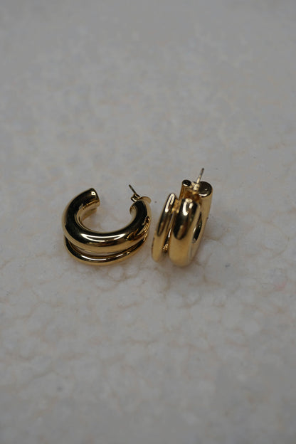 Boucles d'oreilles dorées double créoles