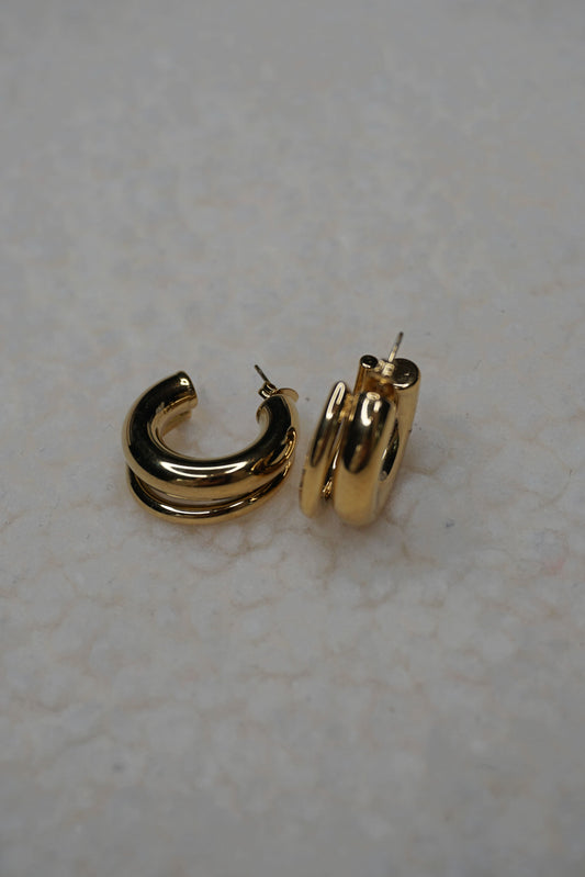 Boucles d'oreilles dorées double créoles