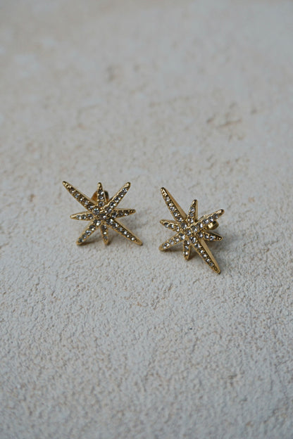 Boucles d'oreilles dorées étoile strass