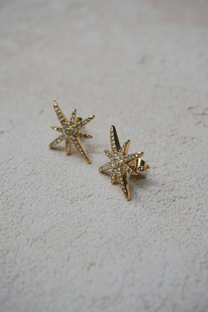 Boucles d'oreilles dorées étoile strass