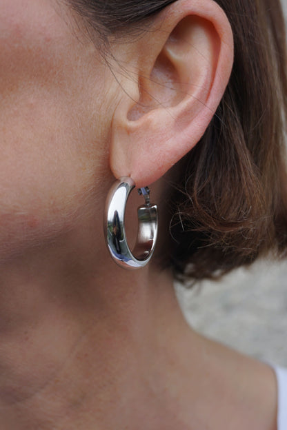 Boucles d'oreilles grosses créoles argentées