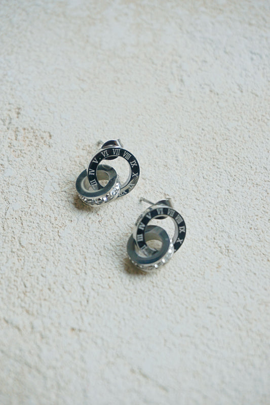 Boucles d'oreilles horloges argentées