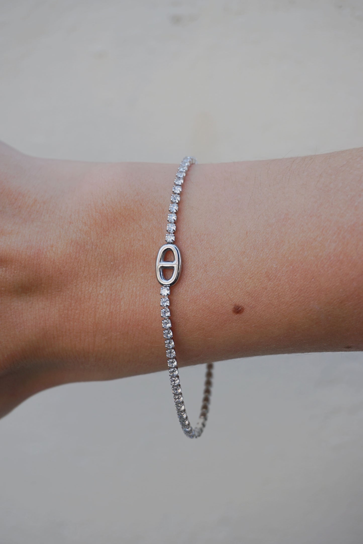 Bracelet argenté strass et boucle