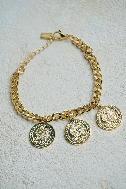 Bracelet doré pièces de monnaie