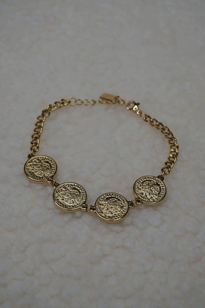 Bracelet doré pièces de monnaie