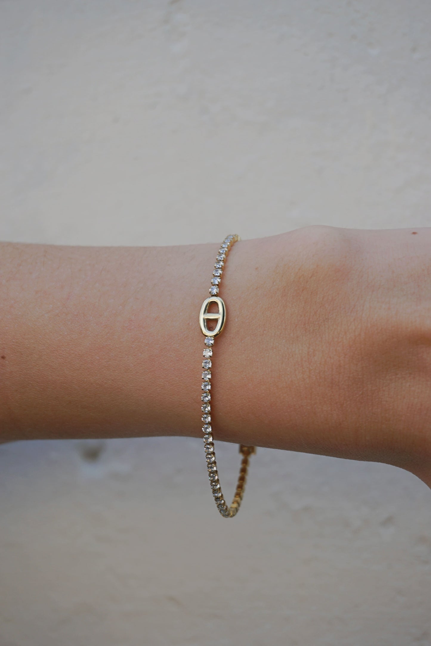 Bracelet doré strass et boucle