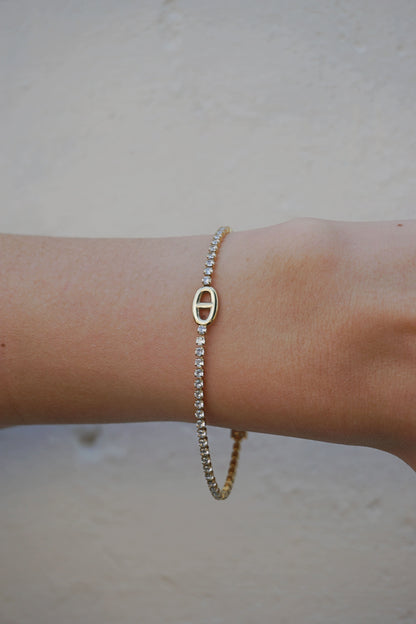 Bracelet doré strass et boucle