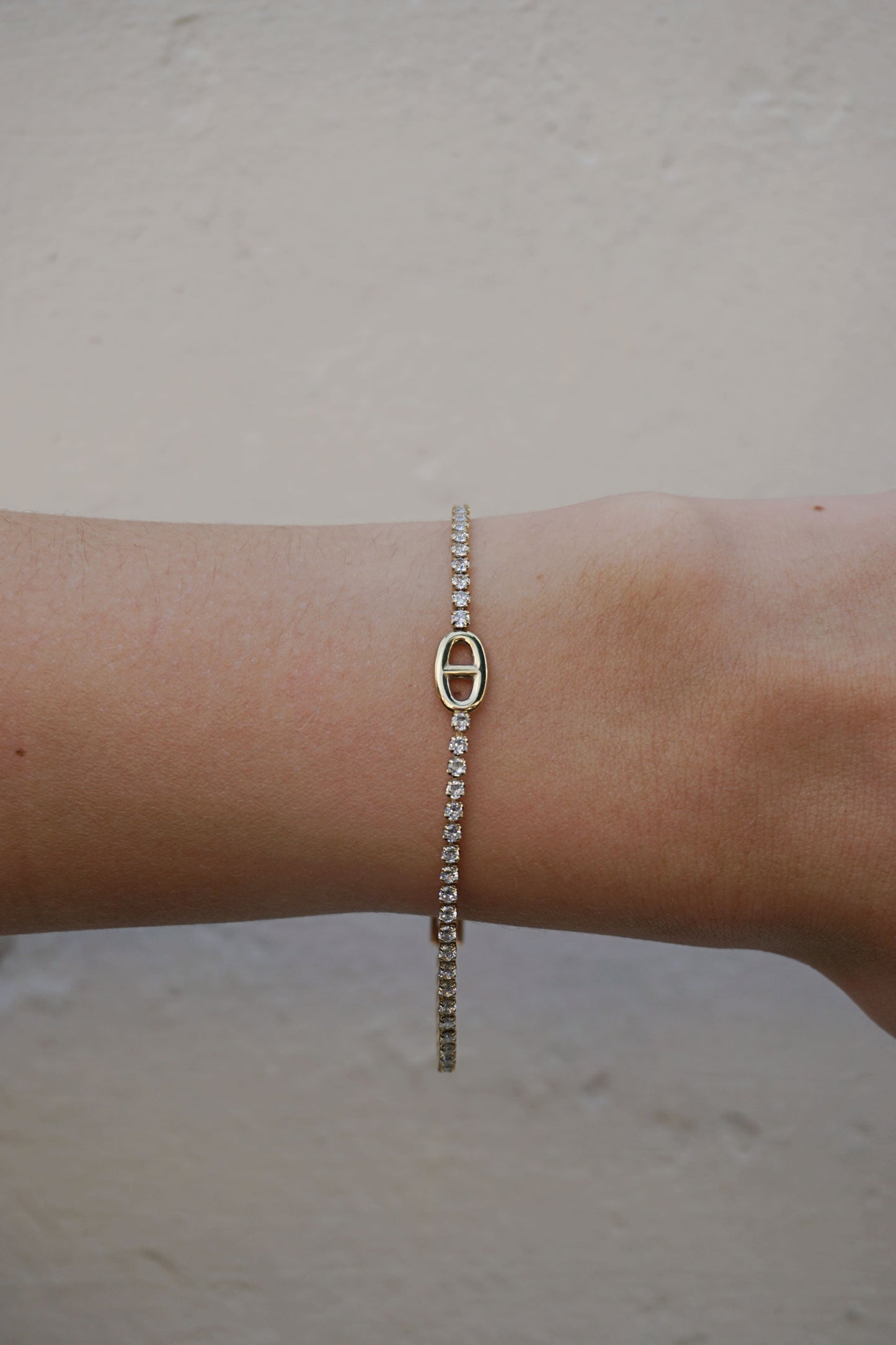 Bracelet doré strass et boucle