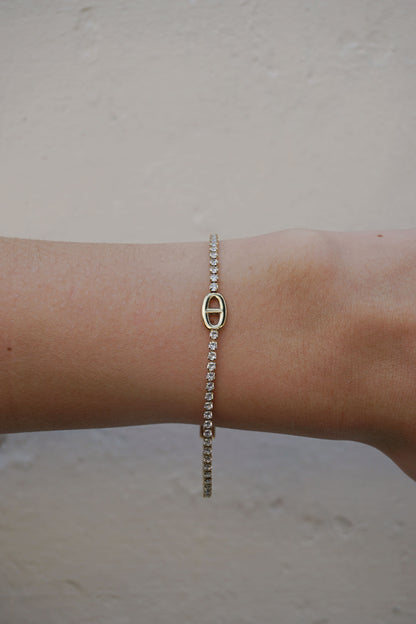 Bracelet doré strass et boucle