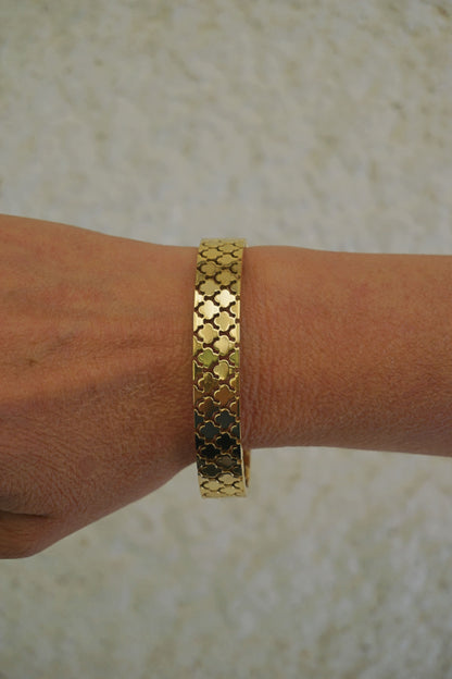 Bracelet doré trèfle rigide