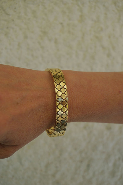 Bracelet doré trèfle rigide