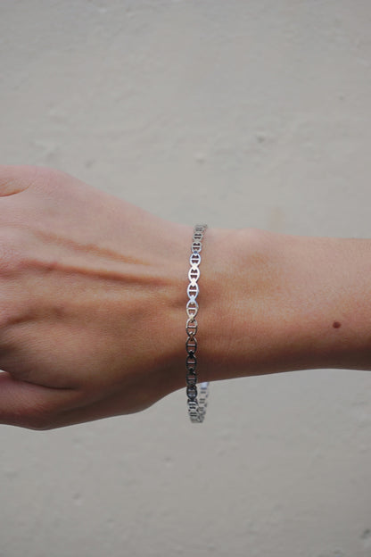Bracelet jonc argenté et boucles