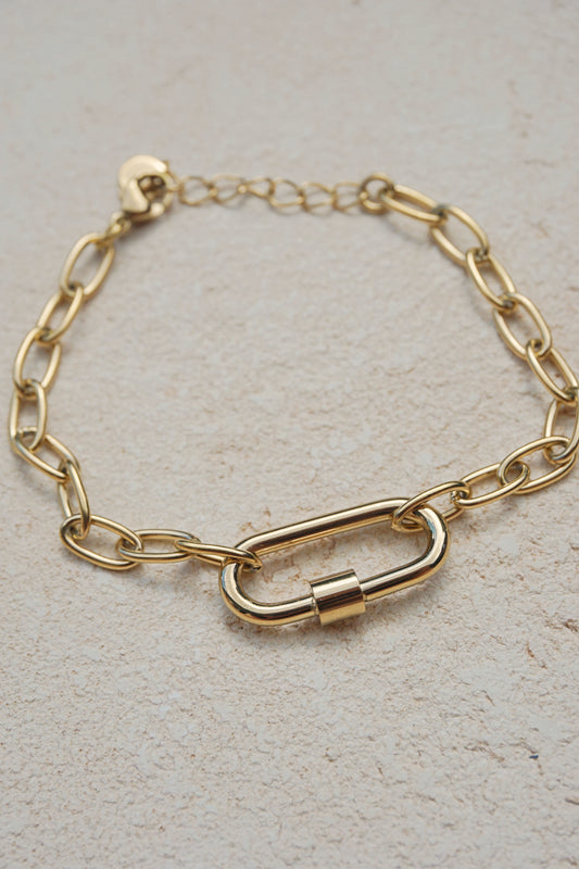 Bracelet mousqueton doré