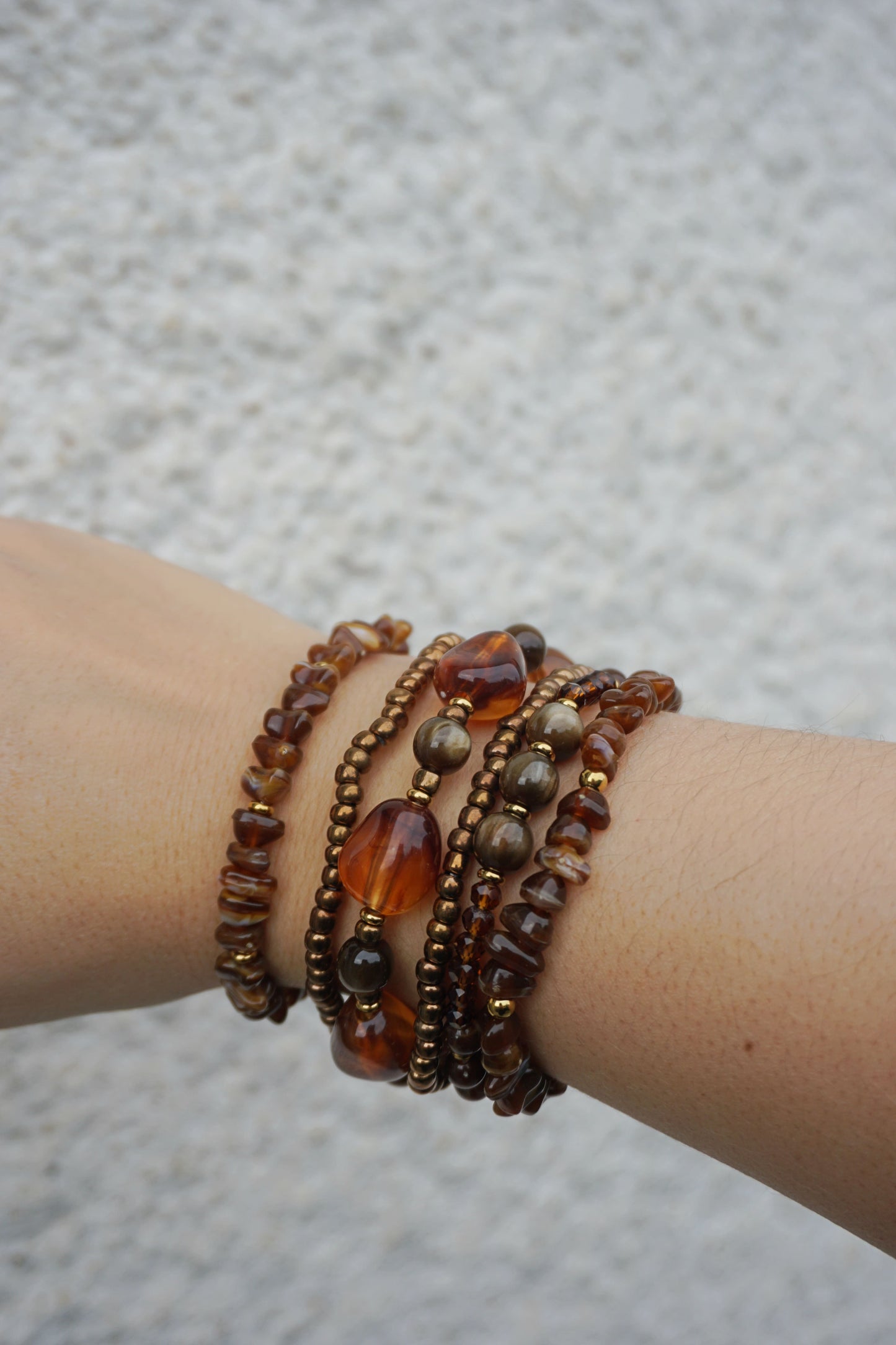 Bracelet multiple pierres marrons