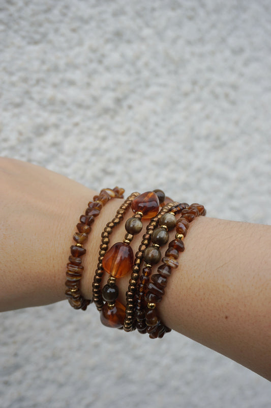 Bracelet multiple pierres marrons