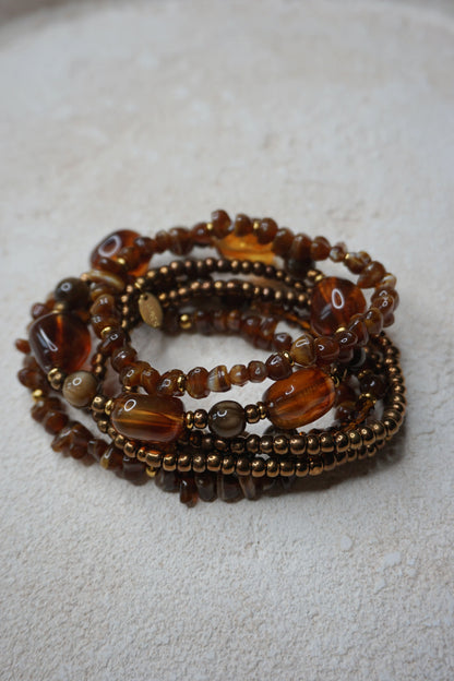 Bracelet multiple pierres marrons