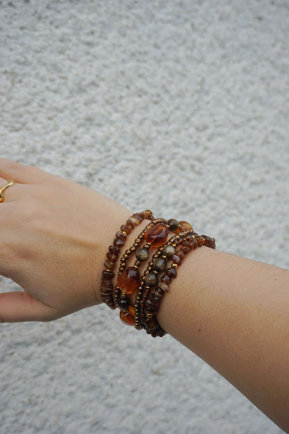 Bracelet multiple pierres marrons