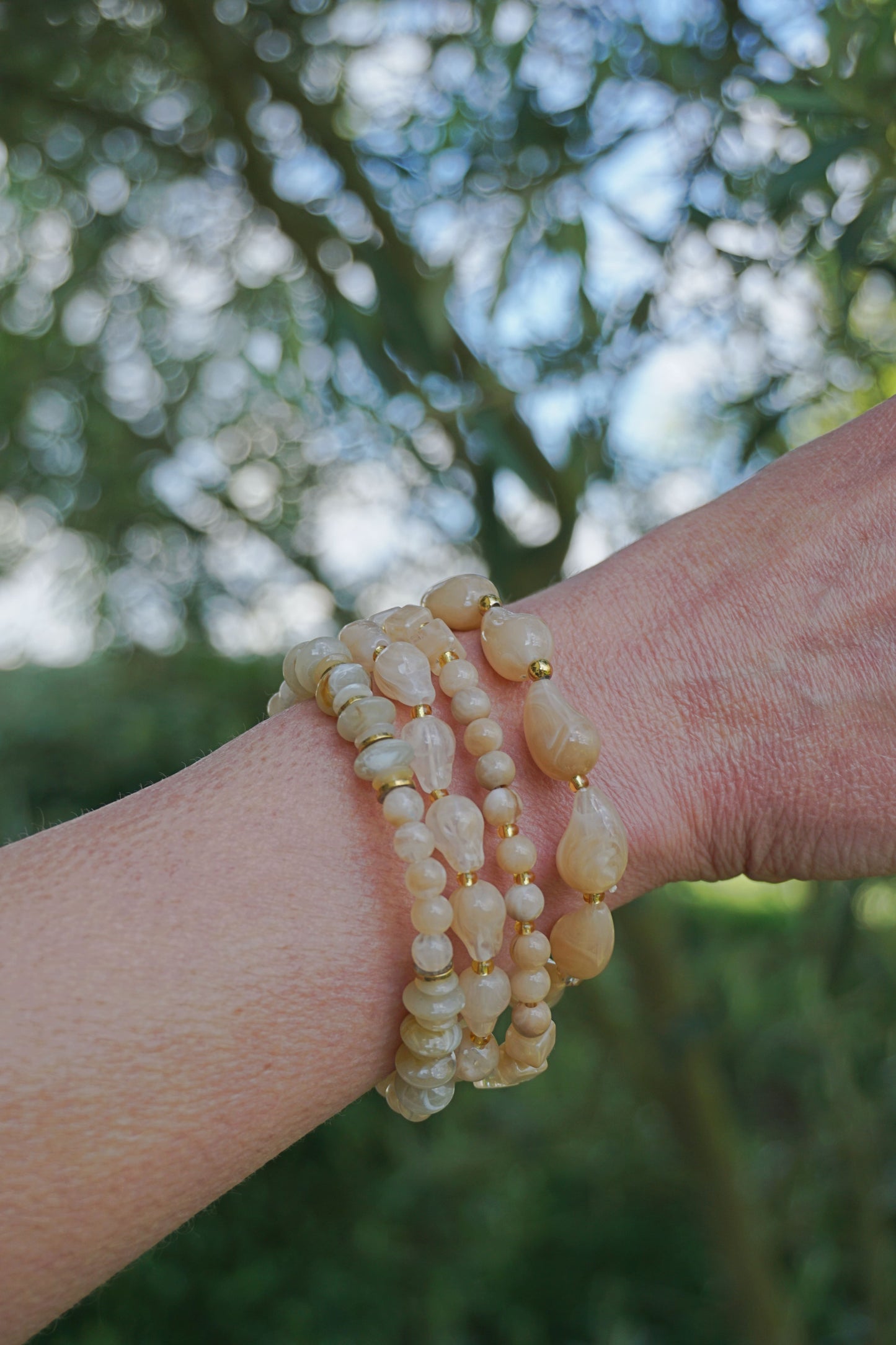 Bracelets résine rose poudré