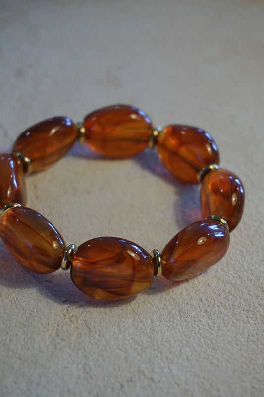 Bracelet pierres résine ambre
