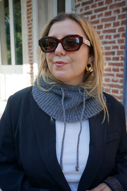 Cagoule laine angora grise