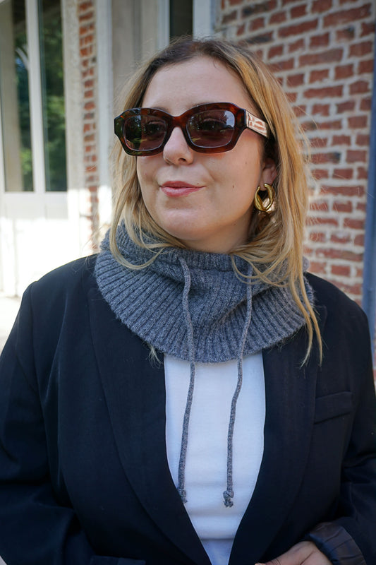 Cagoule laine angora grise