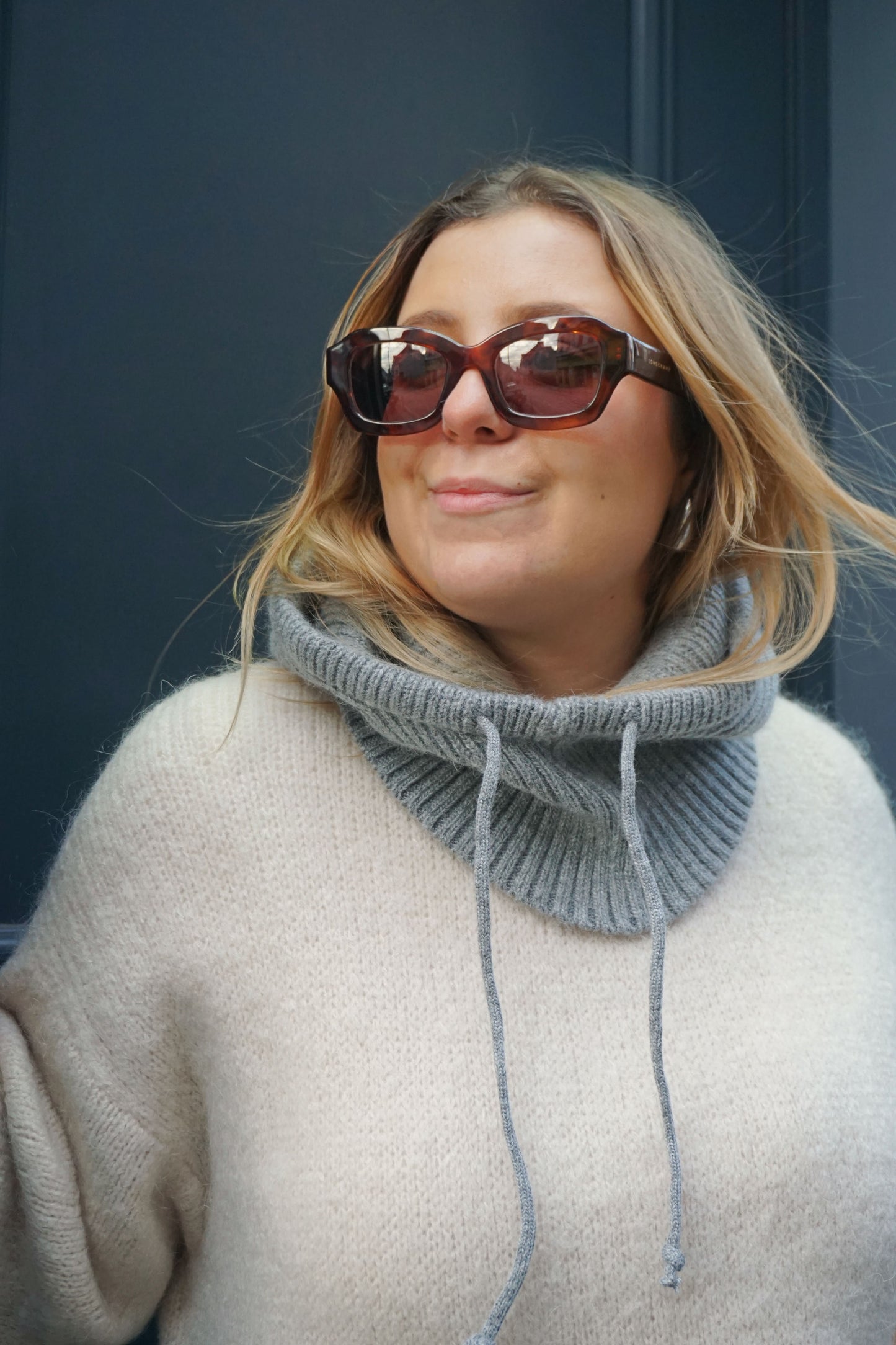 Cagoule laine angora grise