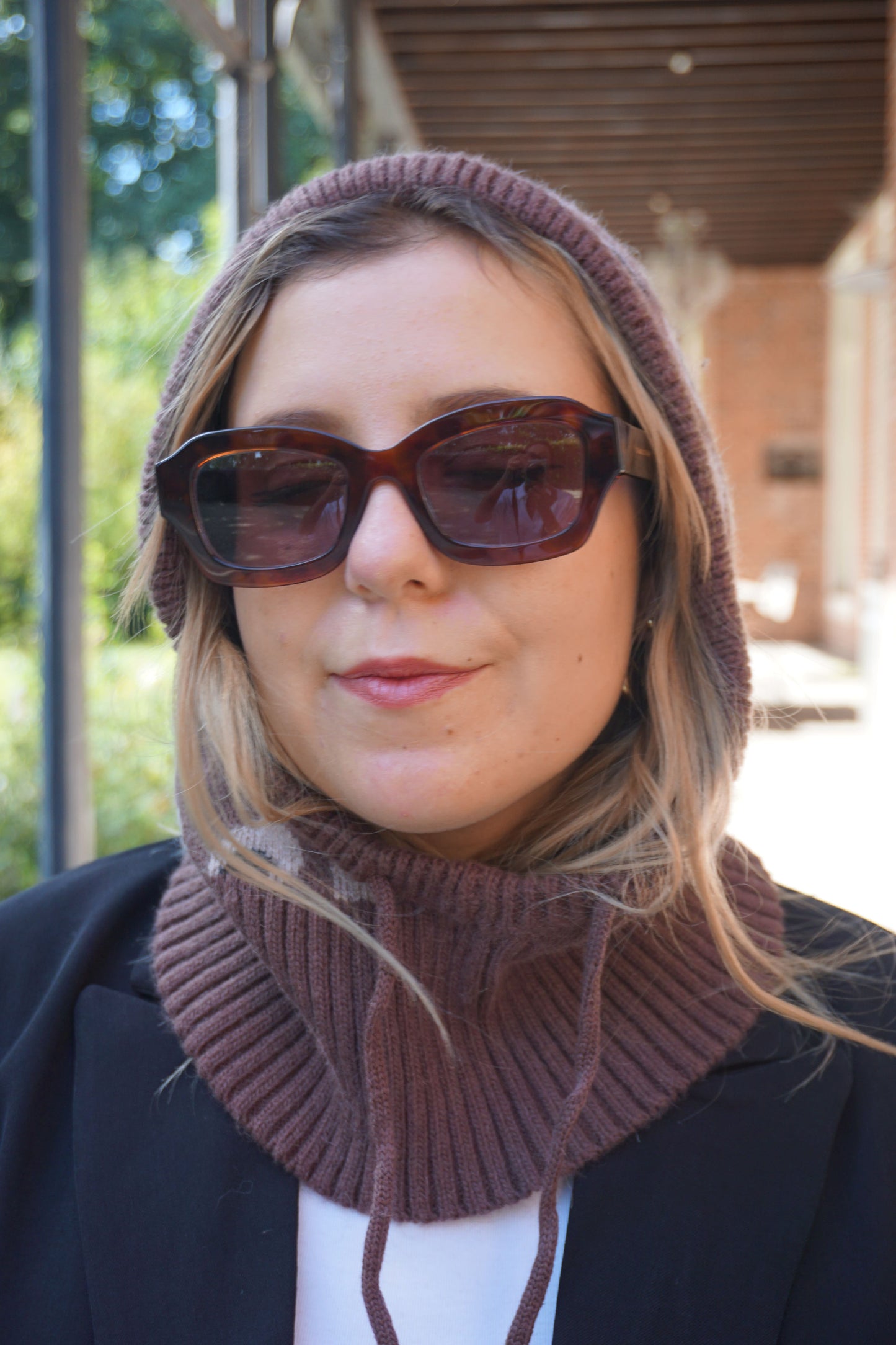 Cagoule laine angora léopard