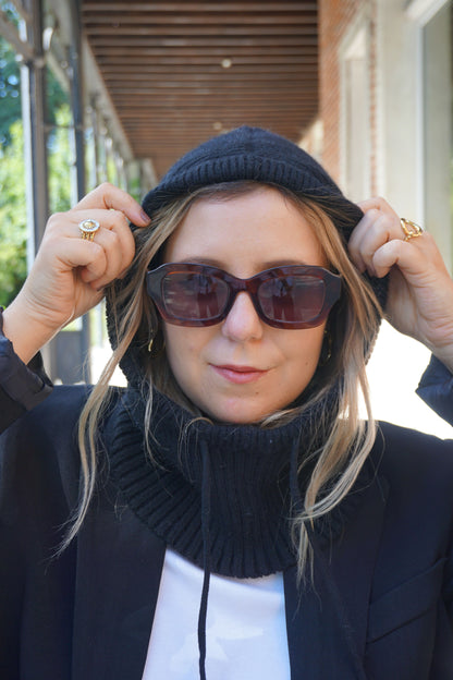 Cagoule laine angora noire
