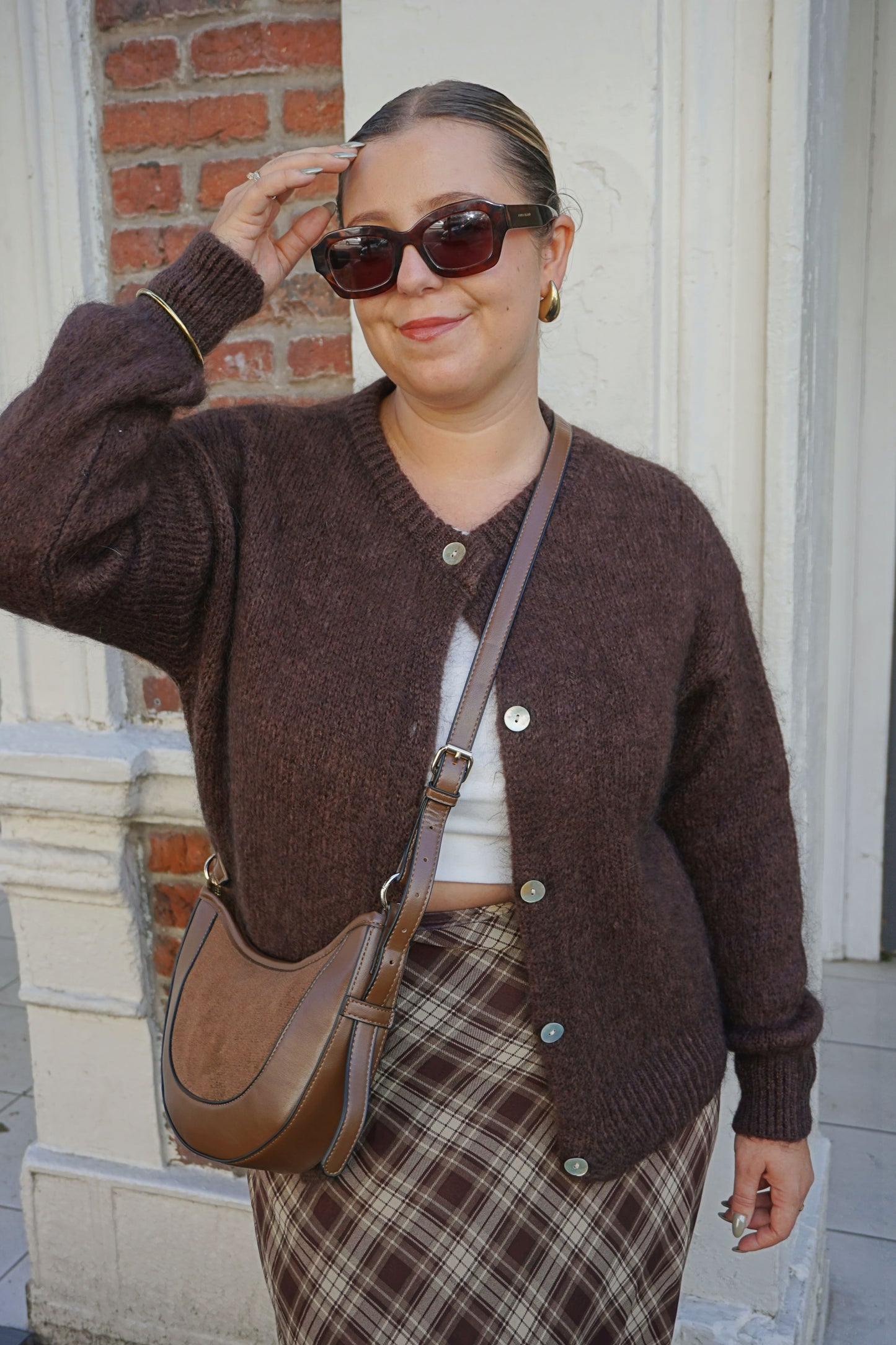Cardigan gilet marron chocolat mohair