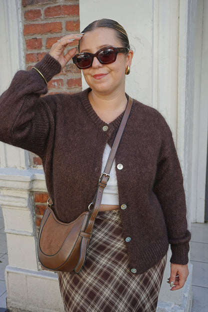 Cardigan gilet marron chocolat mohair
