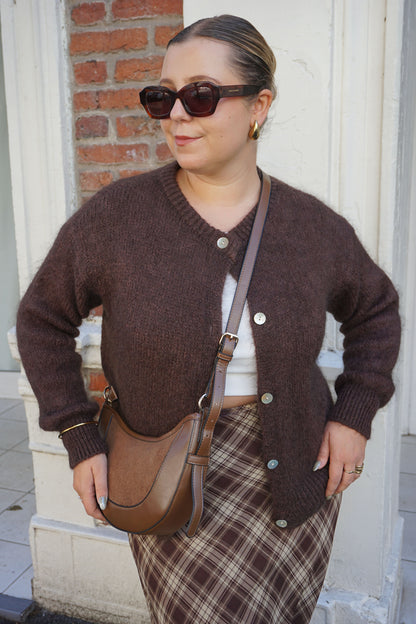 Cardigan gilet marron chocolat mohair