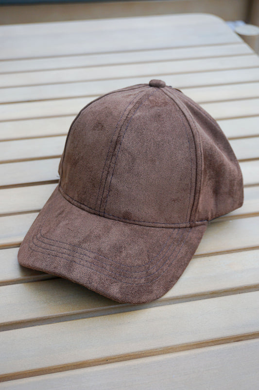 Casquette effet daim marron